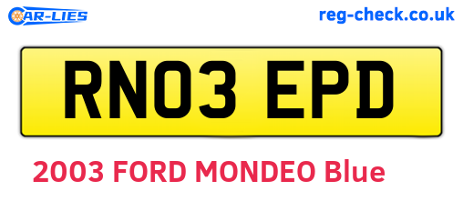 RN03EPD are the vehicle registration plates.