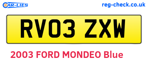 RV03ZXW are the vehicle registration plates.