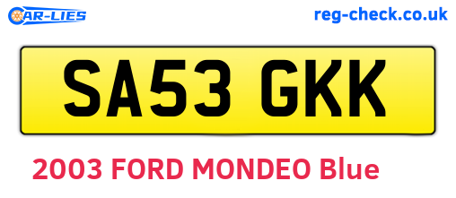 SA53GKK are the vehicle registration plates.