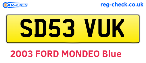 SD53VUK are the vehicle registration plates.