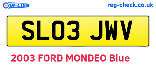 SL03JWV are the vehicle registration plates.