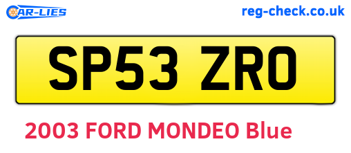 SP53ZRO are the vehicle registration plates.