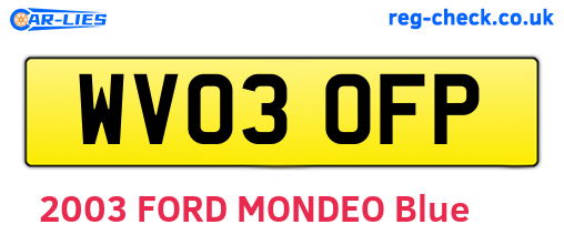 WV03OFP are the vehicle registration plates.