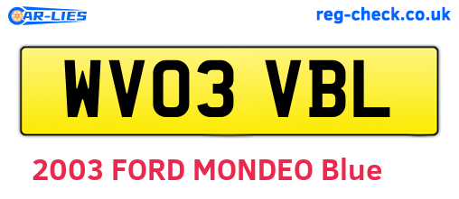WV03VBL are the vehicle registration plates.