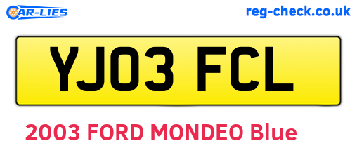 YJ03FCL are the vehicle registration plates.