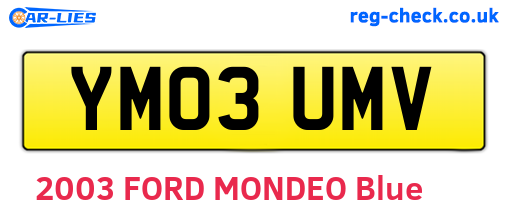 YM03UMV are the vehicle registration plates.