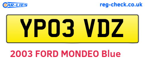 YP03VDZ are the vehicle registration plates.