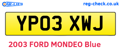 YP03XWJ are the vehicle registration plates.