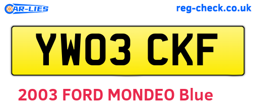 YW03CKF are the vehicle registration plates.