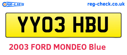 YY03HBU are the vehicle registration plates.