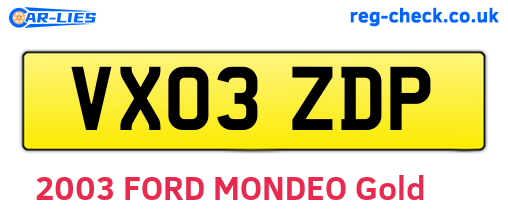 VX03ZDP are the vehicle registration plates.