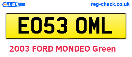 EO53OML are the vehicle registration plates.