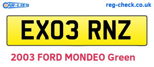 EX03RNZ are the vehicle registration plates.