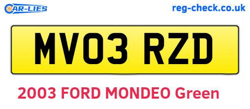 MV03RZD are the vehicle registration plates.