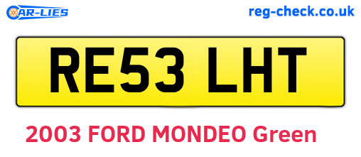 RE53LHT are the vehicle registration plates.
