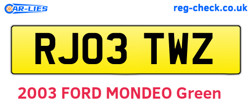 RJ03TWZ are the vehicle registration plates.