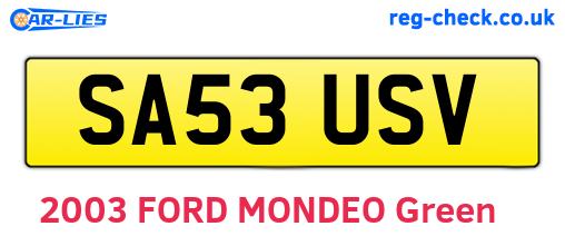 SA53USV are the vehicle registration plates.