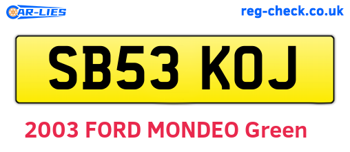 SB53KOJ are the vehicle registration plates.
