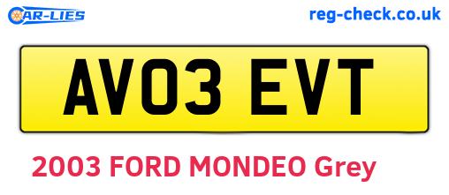 AV03EVT are the vehicle registration plates.