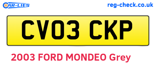 CV03CKP are the vehicle registration plates.