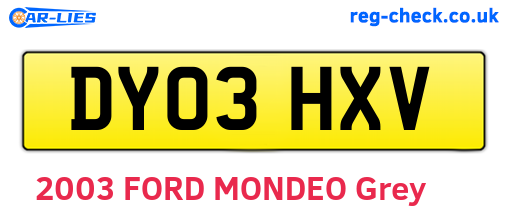 DY03HXV are the vehicle registration plates.