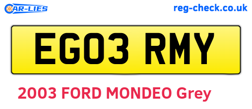 EG03RMY are the vehicle registration plates.