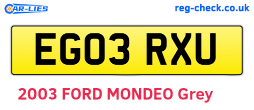 EG03RXU are the vehicle registration plates.