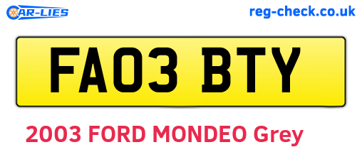 FA03BTY are the vehicle registration plates.