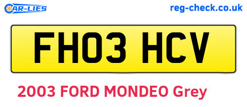 FH03HCV are the vehicle registration plates.