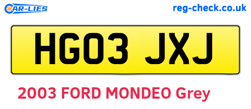 HG03JXJ are the vehicle registration plates.