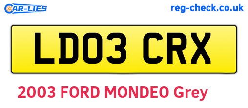 LD03CRX are the vehicle registration plates.
