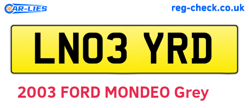 LN03YRD are the vehicle registration plates.