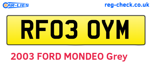 RF03OYM are the vehicle registration plates.
