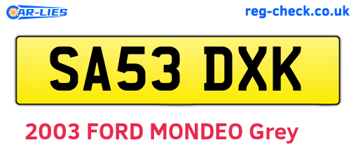 SA53DXK are the vehicle registration plates.