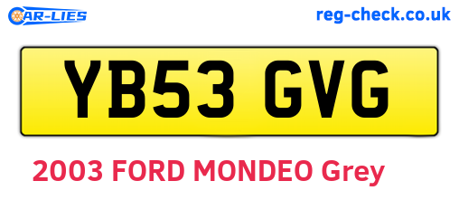 YB53GVG are the vehicle registration plates.