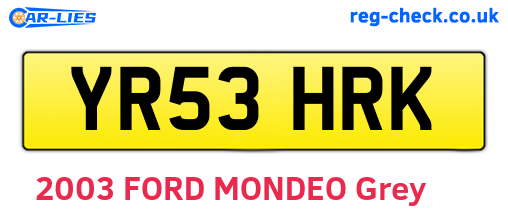 YR53HRK are the vehicle registration plates.