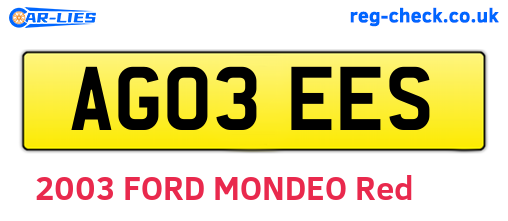 AG03EES are the vehicle registration plates.