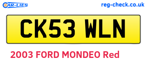 CK53WLN are the vehicle registration plates.