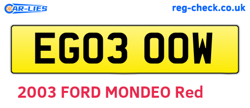 EG03OOW are the vehicle registration plates.
