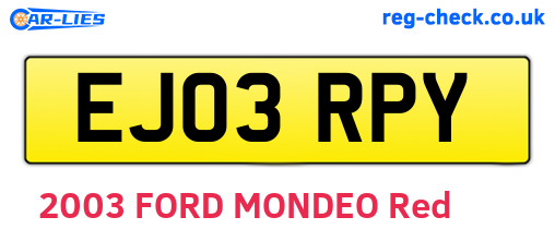 EJ03RPY are the vehicle registration plates.