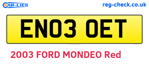 EN03OET are the vehicle registration plates.