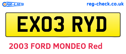 EX03RYD are the vehicle registration plates.