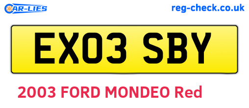 EX03SBY are the vehicle registration plates.