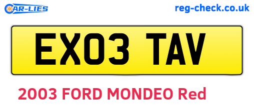 EX03TAV are the vehicle registration plates.