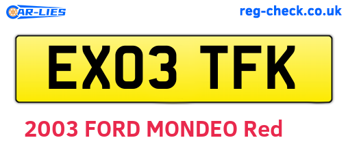 EX03TFK are the vehicle registration plates.