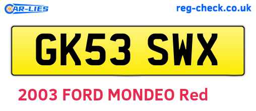 GK53SWX are the vehicle registration plates.