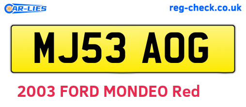 MJ53AOG are the vehicle registration plates.