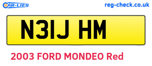 N31JHM are the vehicle registration plates.