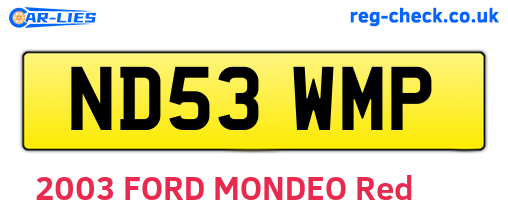 ND53WMP are the vehicle registration plates.
