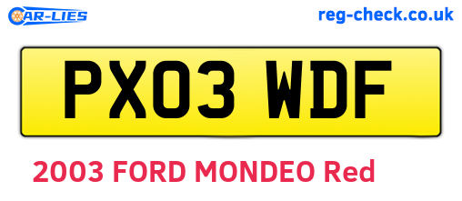 PX03WDF are the vehicle registration plates.